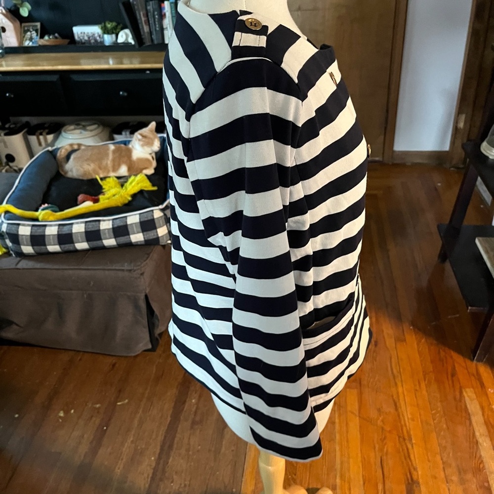 J. Crew Factory Double Breasted Striped Button Jacket - Picture 3 of 7